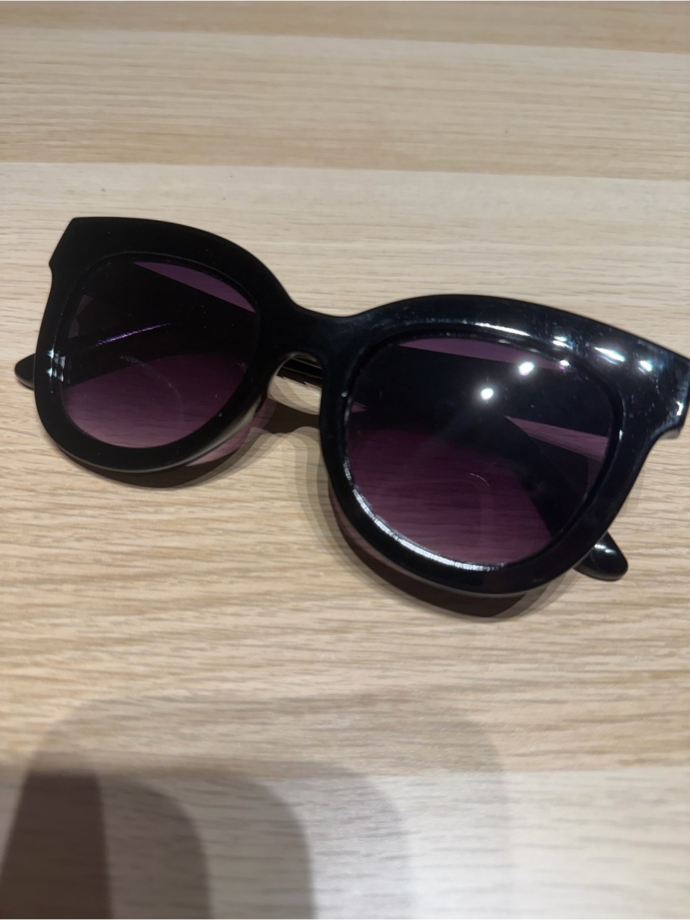 H&M Black Cat-Eye Sunglasses with Purple Lenses